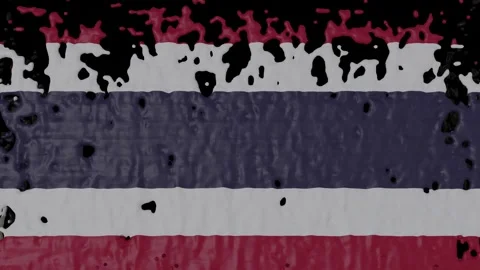 Paint Pouring of the Thai Flag Stock Footage 265685534