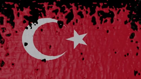 Paint Pouring of the Turkish Flag Stock Footage 266580544