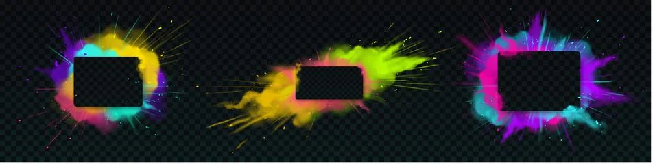 Paint powder explotion with rectangle banner Stock Illustration