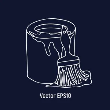 The paint for the repair with a brush. Stock Illustration