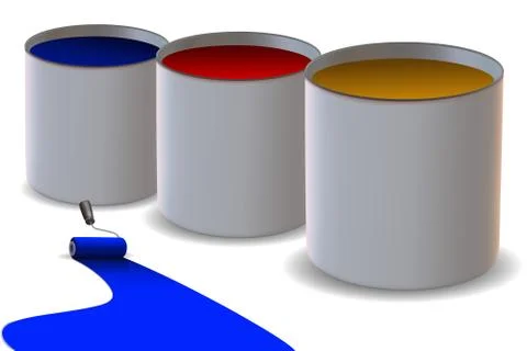 Paint roller along with paint boxes Stock Illustration