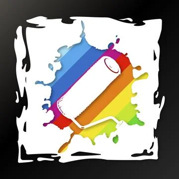 Paint roller and colored paint abstract design Stock Illustration