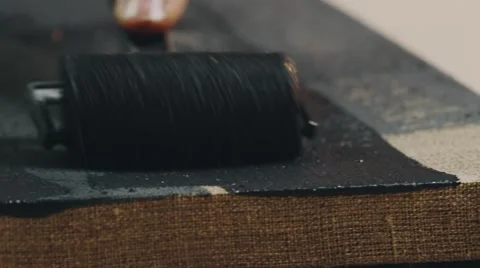 Paint roller in black up down Stock Footage 64763895