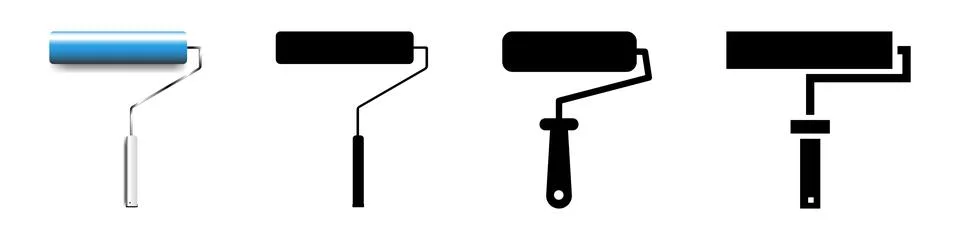 Paint roller black icon isolated on white background. Vector EPS 10 Illustrazione stock
