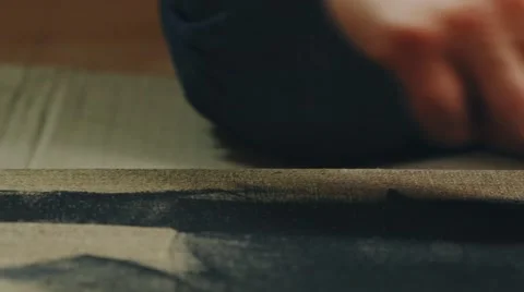 Paint roller in black left to right Stock Footage 64763897