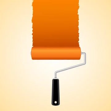Paint roller brush with orange Stock Illustration