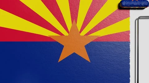 Paint roller with a chrome handle rolls paint flag USA, Arizona Vidéo 160407199