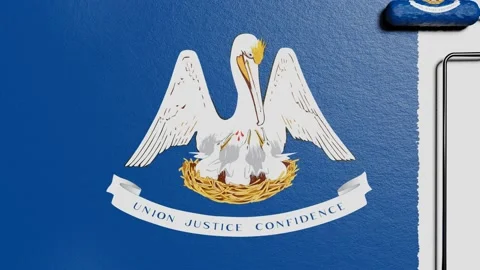 Paint roller with a chrome handle rolls paint flag USA, Louisiana Vidéo 160407231