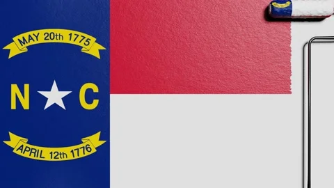 Paint roller with a chrome handle rolls paint flag USA, North Carolina Vidéo 160407260