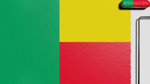 Paint roller with a chrome handle rolls paint flag Benin Vidéo 160407367