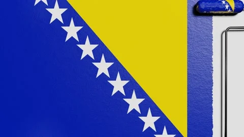 Paint roller with a chrome handle rolls paint flag Bosnia and Herzegovina Vidéo 160407382
