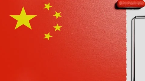 Paint roller with a chrome handle rolls paint flag China Stock Footage 160407407