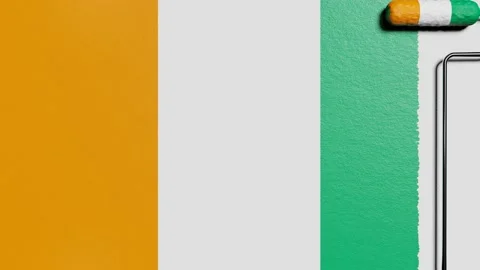 Paint roller with a chrome handle rolls paint flag Cote d'Ivoire Vidéo 160407415