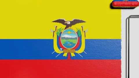 Paint roller with a chrome handle rolls paint flag Ecuador Vidéo 160407434