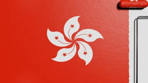 Paint roller with a chrome handle rolls paint flag Hong kong Vidéo 160407492