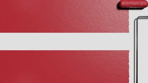 Paint roller with a chrome handle rolls paint flag Latvian Vidéo 160407552