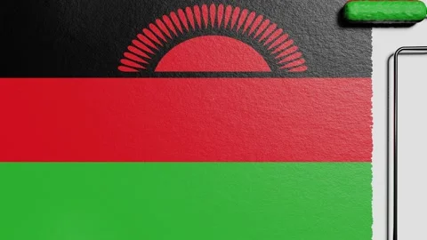 Paint roller with a chrome handle rolls paint flag Malawi Stock Footage 160407573