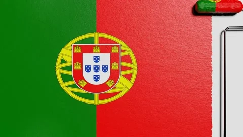 Paint roller with a chrome handle rolls paint flag Portugal Vidéo 160407645