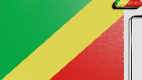Paint roller with a chrome handle rolls paint flag Republic of the Congo Stock Footage 160407658