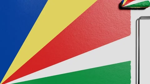 Paint roller with a chrome handle rolls paint flag Seychelles Vidéo 160407667