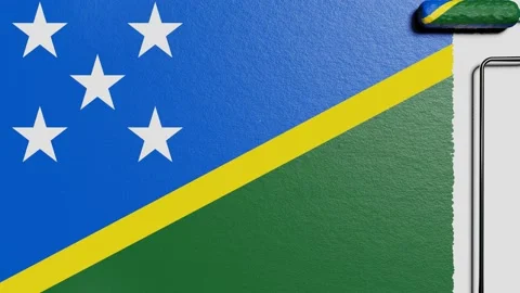 Paint roller with a chrome handle rolls paint flag Solomon Islands Stock Footage 160407678