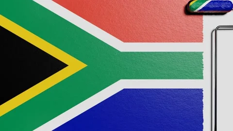 Paint roller with a chrome handle rolls paint flag South Africa Vidéo 160407681