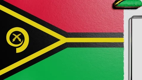 Paint roller with a chrome handle rolls paint flag Vanuatu Vidéo 160407722