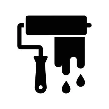 Paint Roller Dripping Liquid Symbol Icon Graphic Design Black and White Stock Illustration