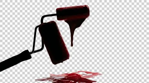 Paint roller dripping red paint on the floor Stock Illustration