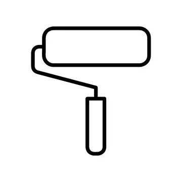 Paint roller flat icon. Pictogram for web. Line stroke. Isolated on white bac Stock Illustration