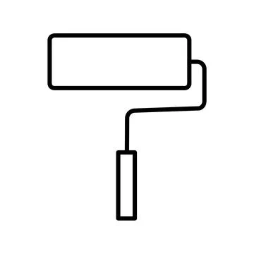 Paint roller flat icon. Pictogram for web. Line stroke. Isolated on white bac Stock Illustration