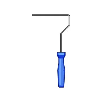 Paint roller frame with blue handle ready for home improvement work Illustration
