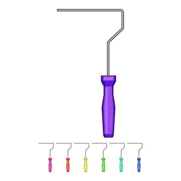 Paint roller frame with blue handle ready for home improvement work Illustration