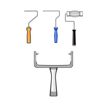 Paint roller frames and handles for home painting Stock Illustration