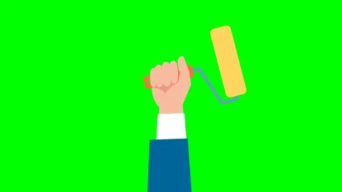 Paint roller in hand. Technical work. Man holds a roller for painting walls 库存影片 330294435