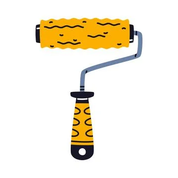 Paint Roller with Handle as Construction Tool Vector Illustration Stock Illustration