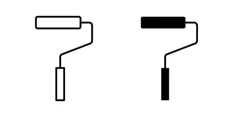 Paint roller icon in black and white. vector icon pack for websites Illustration