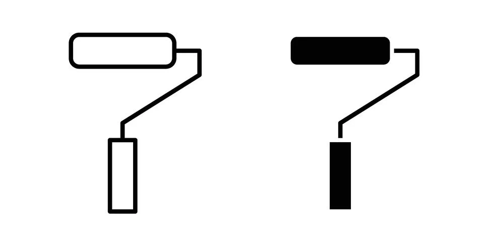 Paint roller icon black vector isolated on white Illustration