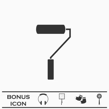 Paint roller icon flat Stock Illustration