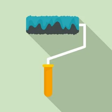 Paint roller icon, flat style Stockillustratie