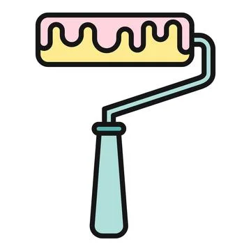 Paint roller icon for home renovation and decorating Stock Illustration