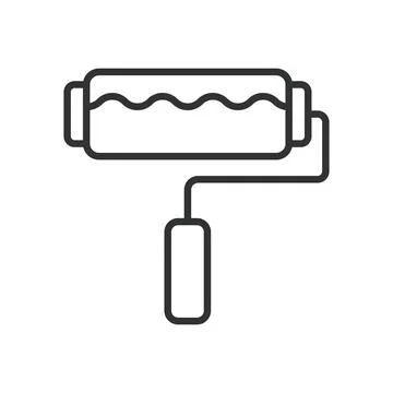Paint roller, icon in line design. Paint roller, painting tool, roller brush Stock-Illustration