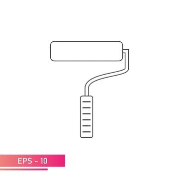Paint roller, icon. Linear design. On a white background. Tools for workers Stock Illustration
