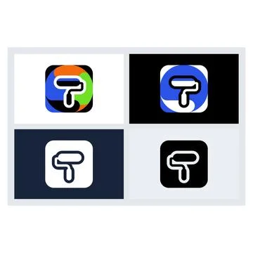 Paint Roller Icon Logo Design Set Stock Illustration