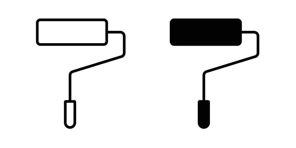 Paint roller icon modern style vectors set Illustration