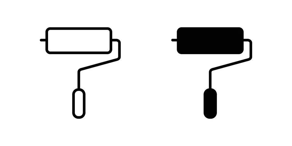 Paint roller icon. Outline, flat icons Illustration