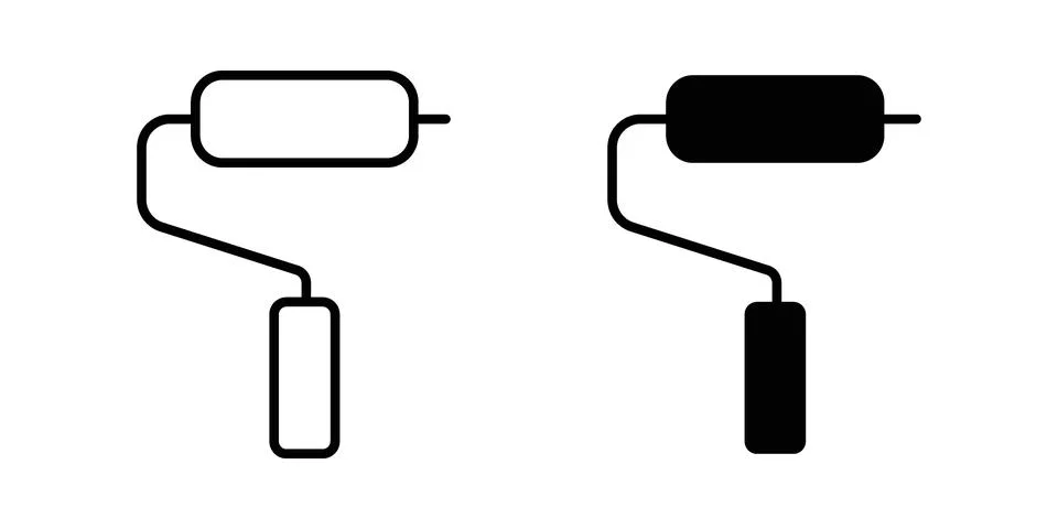 Paint roller icon set modern line and solid style collection. Illustration