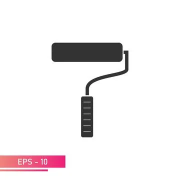 Paint roller, icon. Solid design. On a white background. Tools for workers. Flat イラスト素材