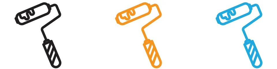 Paint roller icon vector logo set collection for web app ui Illustration