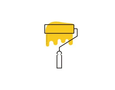 Paint roller Icon on white background in vector illustration Stock Illustration